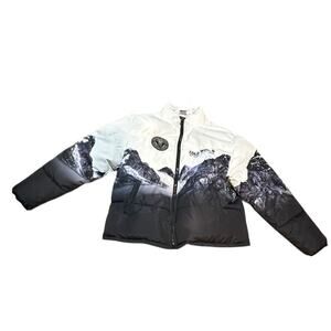 Broken Promises Glacier Cold Black & White Puffer Jacket Size Medium Women's